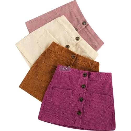 2-5Years Baby Girls Skirts Girls Children Clothing Kid Corduroy Button Skirts For 4-15T toddler suspender skirt