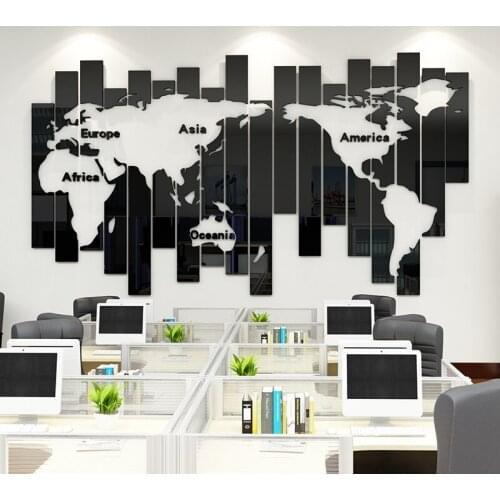 3D Stereo World Mapwall Sticker Office wall decoration Company Meeting Room Corporate Culture Background Decorative Painting