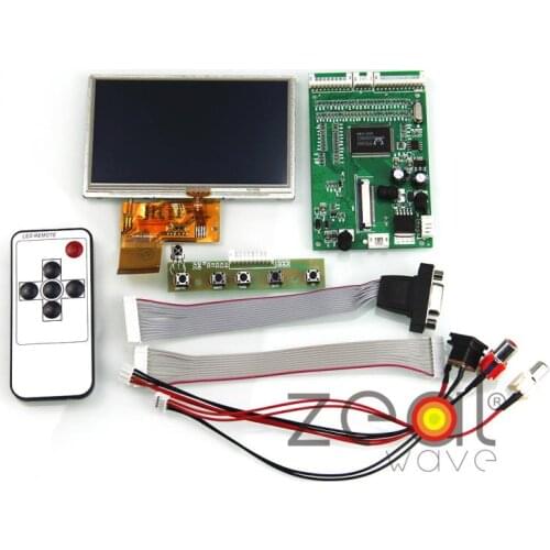 4.3"TFT LCD Display 480*272+VGA/2AV/Reversing Driver Controller Board Card+Touch Screen Panel Remote Control RaspberryPi