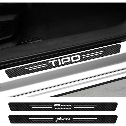 4PCS Car Door Threshold Scuff Protective Sill Stickers For Fiat 500 ABARTH PANDA PUNTO TIPO Auto Accessories Carbon Fiber Decals
