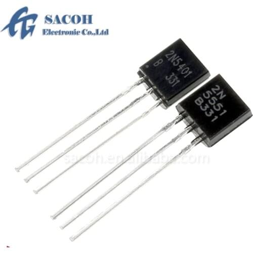 50Pairs(100PCS)/lot New OriginaI 2N5401 2N5401A 5401 + 2N5551 2N5551 5551 TO-92 0.3A 150V NPN + PNP Silicon Transistor