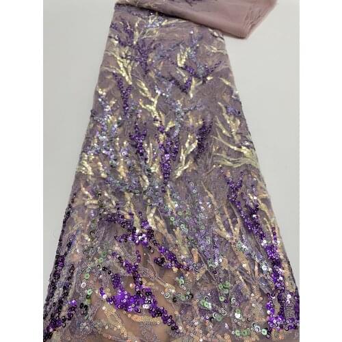 African Lace Fabric with sequins High Quality Lace Embroidered SYJ-468686 Tulle Lace Fabric French Lace Fabric For Nigerian