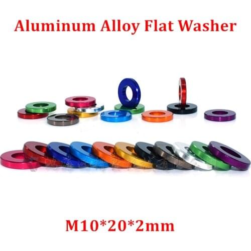 10pcs M10*20*2mm Aluminum flat washer for RC Model Part Anodized Red/ Black /Blue/ gold Aluminum countersunk Gasket Washer meson