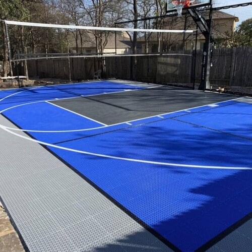 Beable Built Your Dream Court DIY Home Backyard Basketball Court Flooring Blue Grey Sport Tiles