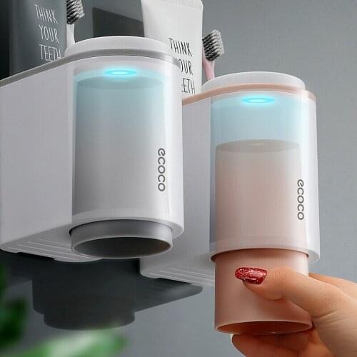 Toothbrush Holder,Toothpaste Storage Box,Wall-mounted Toothbrush Holder,Magnetic Adsorption with Cup,Bathroom Accessories Set