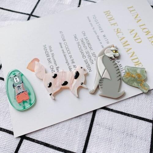 DIY accessories wholesale new acrylic cute cat cartoon animals printed necklace earrings pendant