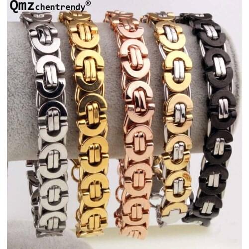 Hip hop Bangles 8mm 22cm Byzantine Chain Mens Bracelet Stainless Steel Bracelets for Men Gift Jewelry Wholesaleprice