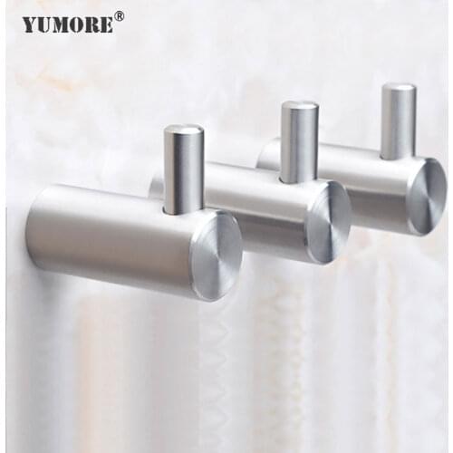 YUMORE 304 Stainless Steel Coat Hat Hook Heavy Duty Door Hanger Wall Mounted Towel Clothes Robe Hooks Home Bathroom Hardware
