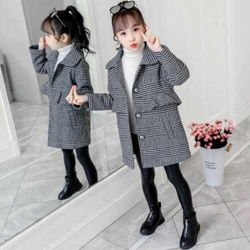 Ruffle Jacket Winter Spring Coat Outerwear Top Children Clothes School Kids Costume Teenage Girl Clothing Woolen Cloth High Qual