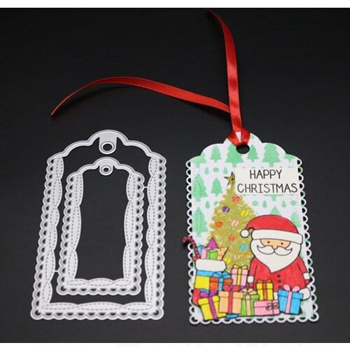 Scrapbooking Dies Metal 2pcs Scalloped Tags Frames Cutting Dies Craft Embossing Stamp Stencil Paper Card Making Template DIY