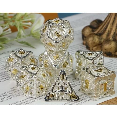 Metal Gold Dnd Dice Set Dungeon and Dragon Dice D20 Rpg Tabletop Game D&d Dice Set Role Playing Cubes Rpg Dice D8