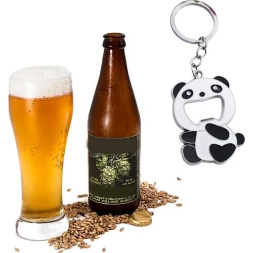 Panda-Shaped Metal Beer Bottle Opener Key Chain Ring Cap Glaze Opening Tool Hangings Ring Keychain Bar Tool Holiday Gift 1pc