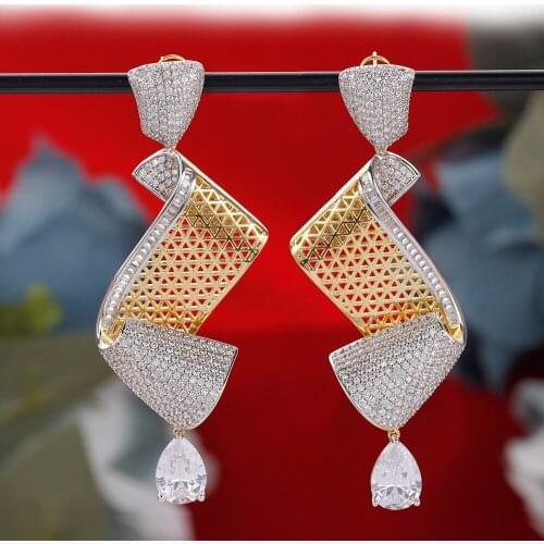 Trendy Fashion Water Drop Women Earrings Cubic Zirconia High Quality Elegant Bridal Earring Jewelry For Wedding Party