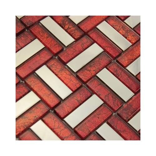 Red strip crystal glass mosaic tiles EHGM1051G for kitchen backsplash bathroom shower dining room wall mosaic free shipping