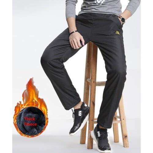 Mens Winter Fleece Thicken Pants Outside Warm Heavyweight Men Sports Trousers Waterproof Slim Fitted Sportswear Sweatpants Male