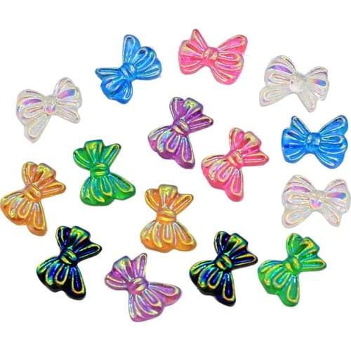 Pack DIY 3D AB Plating Bow Tie Nail Bowtie Design Acrylic Nail Art Resin Decoration Shiny Rhinestone Manicure Tool