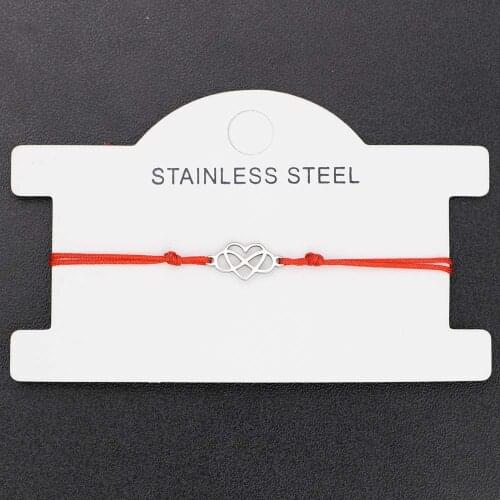 Never Fade Stainless Steel Mini Charm Handmade Bracelet Black Red Rope Thread String Bracelets Gifts For Men Women Couples