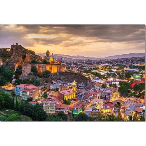 Georgia Tbilisi Cityscape Wallpaper Wall Art Posters Canvas Cloth Fabric Print Painting for Home Decor Picture
