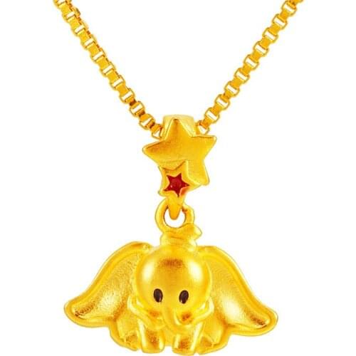 24K Gold Plated Dumbo Necklace Star Elephant Pendant Necklaces for Women Birthday Anniversary Engagement Necklaces New Jewelry