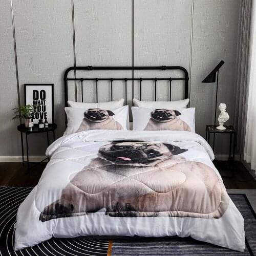 Cartoon Dog Comforter Bedding Set for Kids Bed Microfiber Fabric Comforter Duvet with Pillowcase Teens Comforter Quilt Set Twin