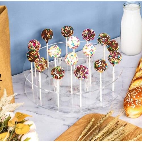 16 Holes Transparent Round Acrylic Lollipop Holder Stand Candy Clear Display Rack for Wedding Birthday Party Decoration
