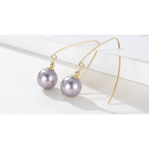 925 Sterling Natural Freshwater Pearl Drop Earrings For Women Not Allergic Hook Dangle Purple Jewelry