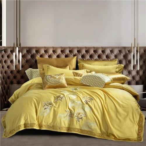 Chic Home 4/6/9 Piece Embroidery fish Scale Design Decorator Yellow Comforter Cover Set and Bed Sheet Pillow shams Full Queen