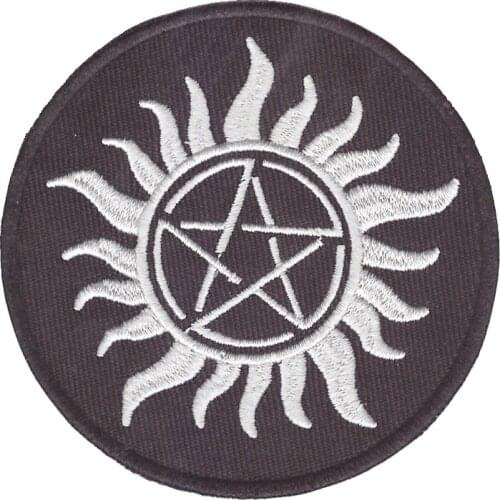 Symbol of Supernatural Black Anti-Possession Stickers Embroidery Motif Applique Garment Kids DIY Clothes Badge