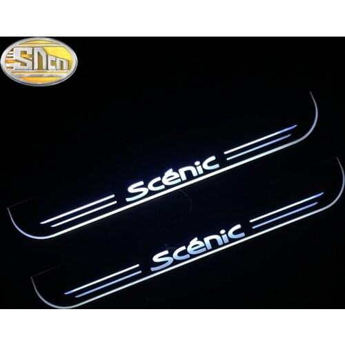 SNCN Car LED Door Sill For Renault Scenic 2004 - 2020 Ultra-thin Acrylic Dynamic LED Welcome Light Scuff Plate Pedal