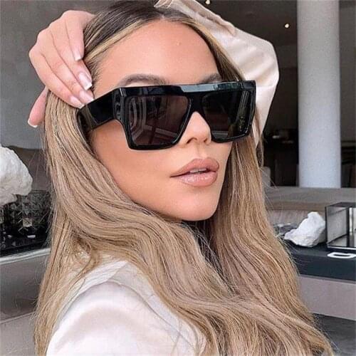 Black Oversized Square Sunglasses Women 2020 Vintage Luxury Brand Designer Flat Top Sunglasses Mens Shades UV400 Oculos