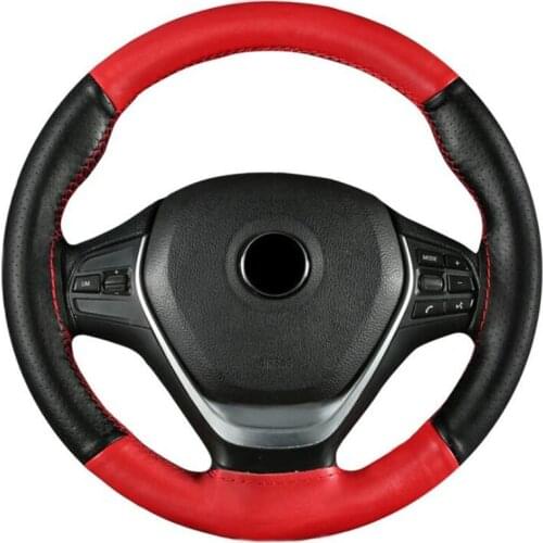 Genuine Leather Color Matching Sport Hand-sewn Steering Wheel Cover Skidproof Universal Car-styling Protector Accessories