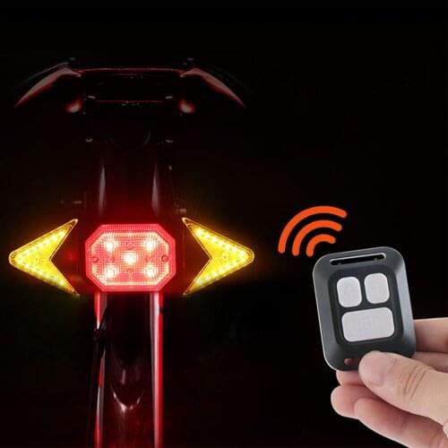 LED USB Rechargeable Bike Rear Lamp Cycling Taillights Biking Wireless Remote Control Portable Dustproof Cycling Parts