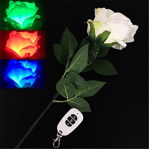 Three-Color Light Rose (Remote Control) Magic Tricks Color Changing Flower Magia Stage Wedding Party Illusions Gimmick Comedy