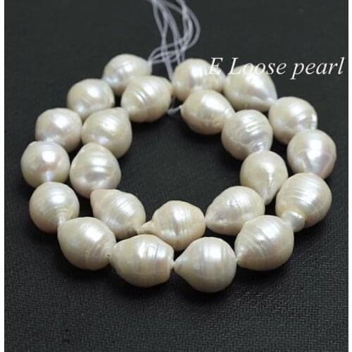 Unique Pearls jewellery Store AA 14-15mm Freshwater Pearl Flameball Pearl Natural White Color Loose Beads YLS-113