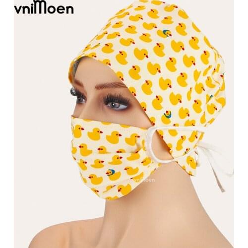 Unisex adjustable laboratory work hat cotton cartoon dinosaur cute Baotou cap pet printing work cap dust cap