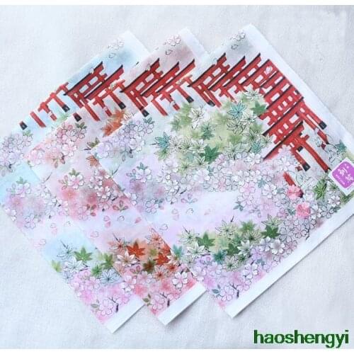Good quality Japanese embroidered handkerchief, thin soft hankerchief women 48*48cm