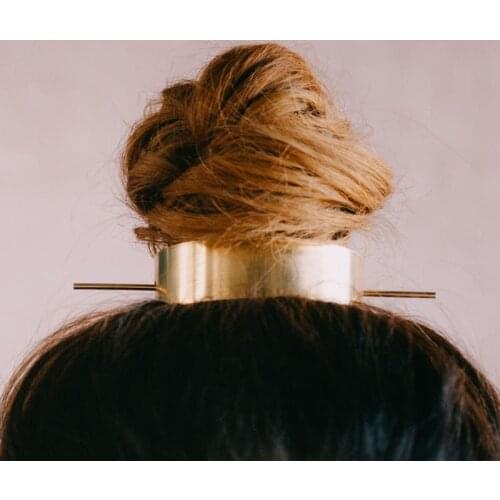 Top Knot Crown HairPin Top Bun Holder Metal Hair Stick for Women New Hair Accessories Femme Bun Cuff Cage Gold 2020 Original
