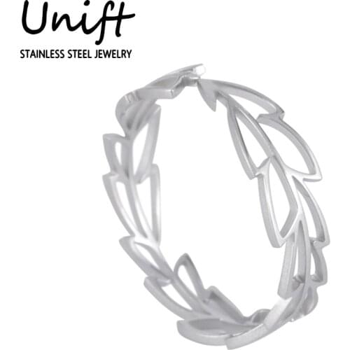 Unift Aesthetic Leaf Rings for Women Bohemian Vintage Jewelry Adjustable Stainless Steel Finger Ring Female Accessories Gifts