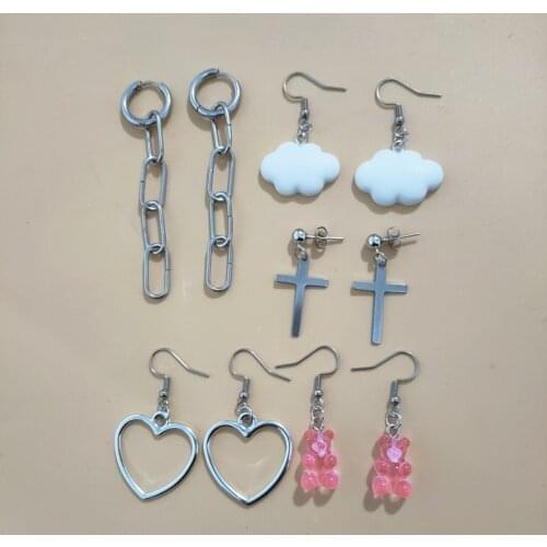 10pcs/set Fashion Sequins Resin Gummy Bear Dangle Earrings for Women Girl DIY Cartoon Animal Bear Earrings Creative Drop Jewelry