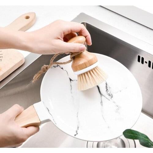 100pcs Creative Bamboo Handle Cleaning Brush Pan Dish Bowl Pot Brush Household Kitchen Cleaning Tools#83219