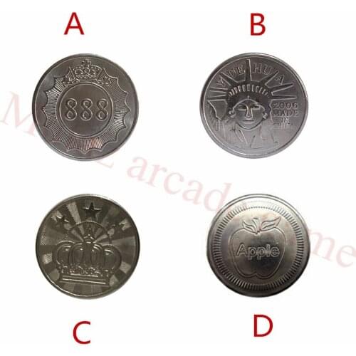 100pcs Arcade Game Tokens 24mm/25mm Stainless steel token for Statue of Liberty /Crown /Moon/Apple logo Casino game Coins