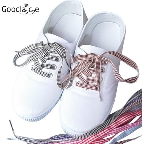 120cm/47" of Flat Fashion Checkered Ribbon Shoelaces British Style Plaid Shoe Laces 1cm Wide