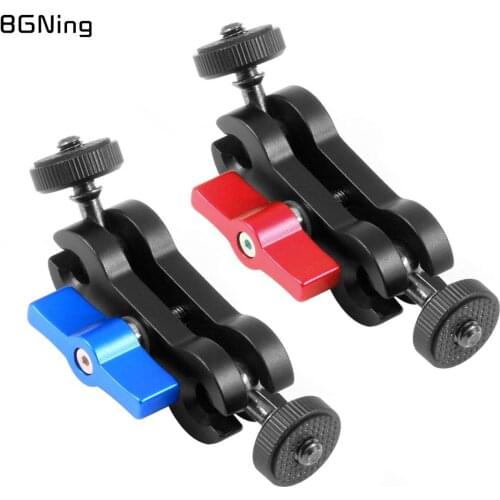 BGNING Multi-Function Dual Ball Head Hot Shoe 1/4" Tripod Magic Arm Mount Adapter DSLR Camera Accessory for Monitor LED Light