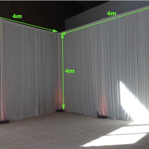 2pcs/lot 4m x 4m white Silk Wedding Backdrop wedding backdrop drapes curtain stage decor wedding supplies props