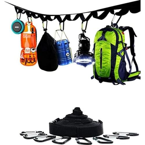 2021 New Outdoor Hammock&Tent Organizer 150 LBS Camping Fashion Campsite Storage Strap Loop With 19 Carabiner Hooks Tools