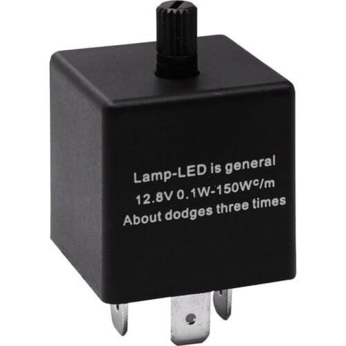 3-Pin Universal Adjustable LED Turn Signal Light Blinker Flasher Relay for 12V Car Motorcycle