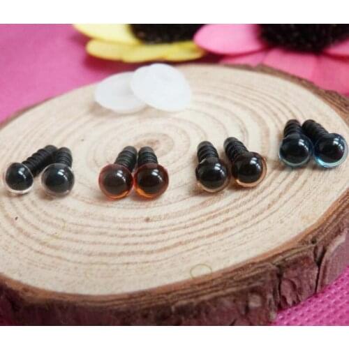 400pcs/lot--- 6mm clear/red/blue/brown color plastic round safety toy eyes with hard washer---you can choose size