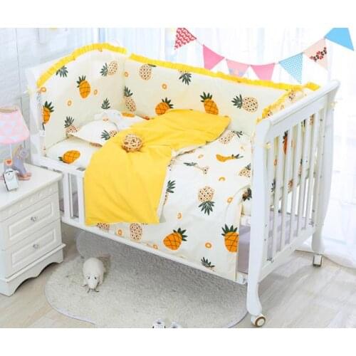 6/9pcs pineapple crib bedding set Boy Girl Baby Nursery Bedding Cartoon Animal Baby Bed Sheet 120*60/120*70cm