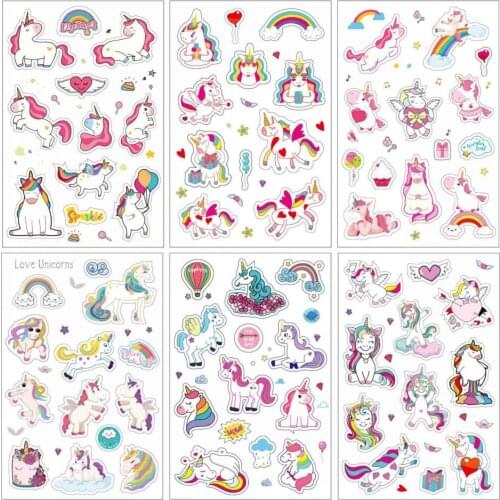 6 pcs/pack Cartoon Sweet Pink Unicorn Decorative Stationery Stickers Scrapbooking DIY Diary Album Stick Lable