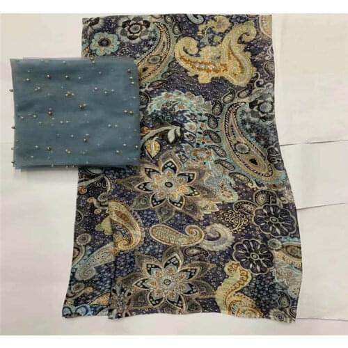 7 Yards African soft silk fabric for garment neat embroidery on the material with swiss voile lace tissu.L11135